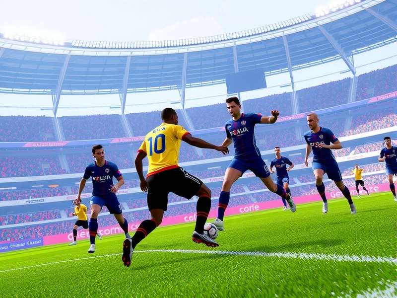 PES Football 2024 PC gameplay screenshot showing realistic player faces and stadium atmosphere
