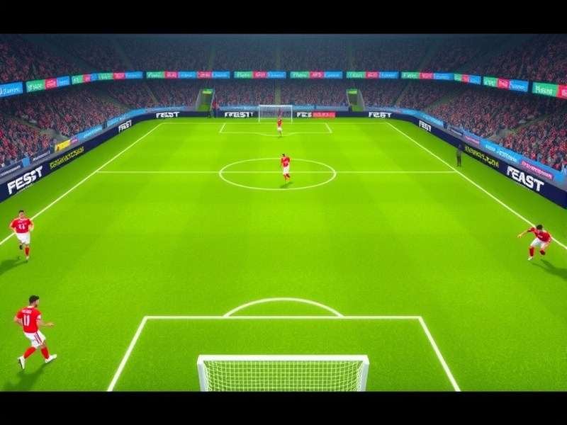Dynamic football action in a video game, showcasing realistic graphics and player movement