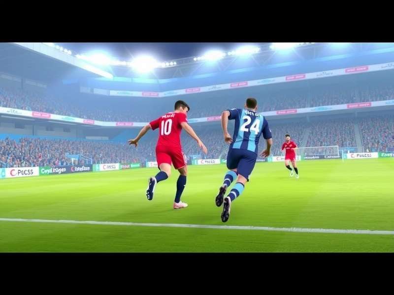 PES Football Game Commentary Scene with microphone and stadium