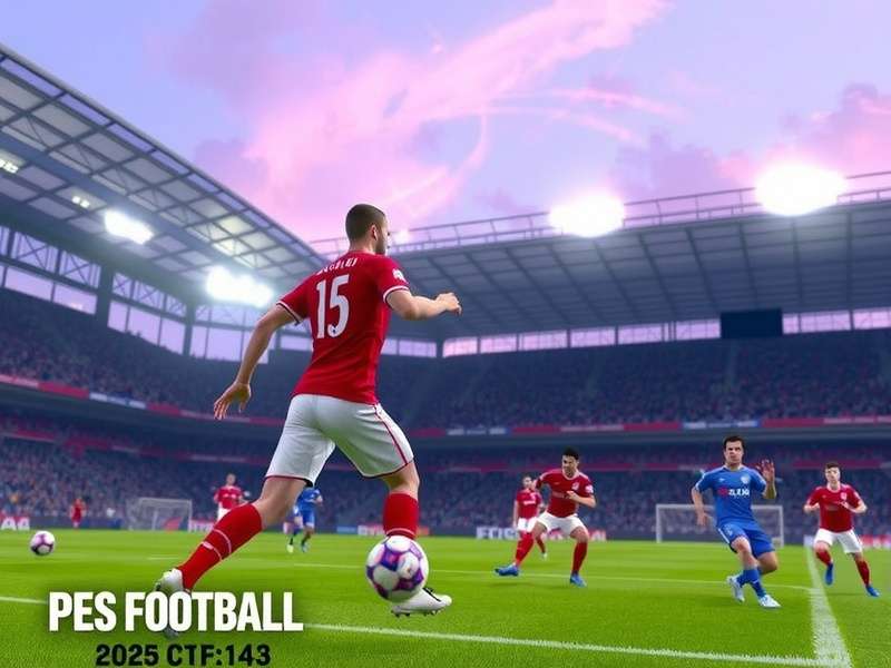 Pes Football 2025 gameplay screenshot showing a dramatic match moment with realistic graphics