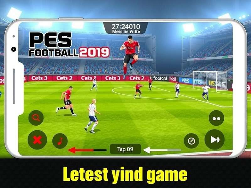 PES Football gameplay showing realistic player models and stadium atmosphere on Android device