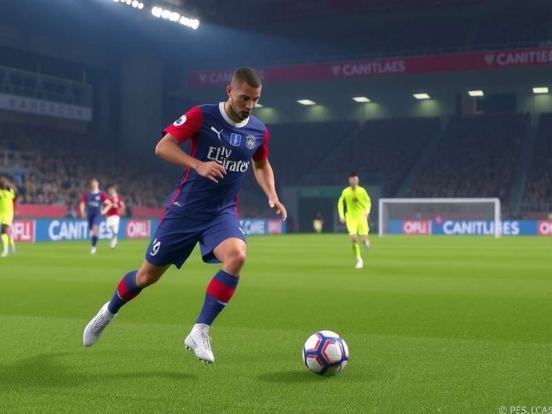 Pes Football Life 2024 gameplay action shot featuring players on the pitch with stadium atmosphere