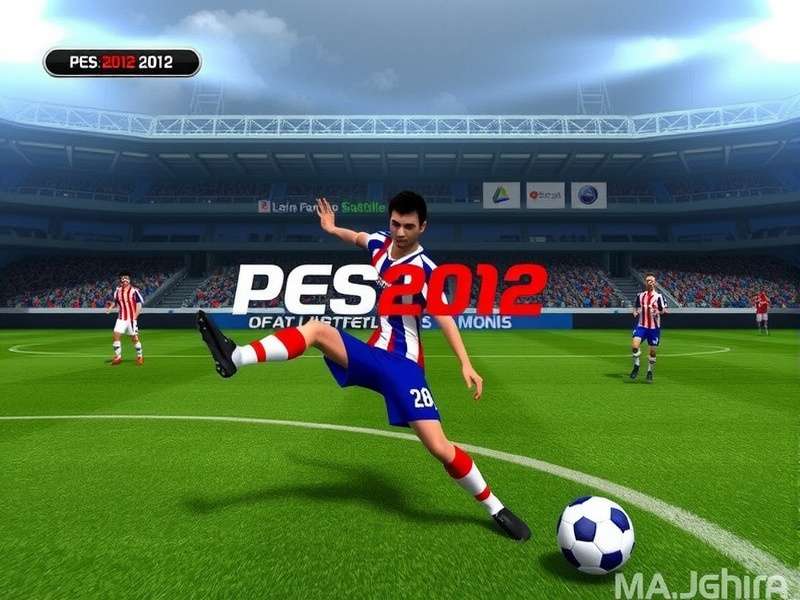 PES Football 2012 gameplay action shot featuring stadium and players